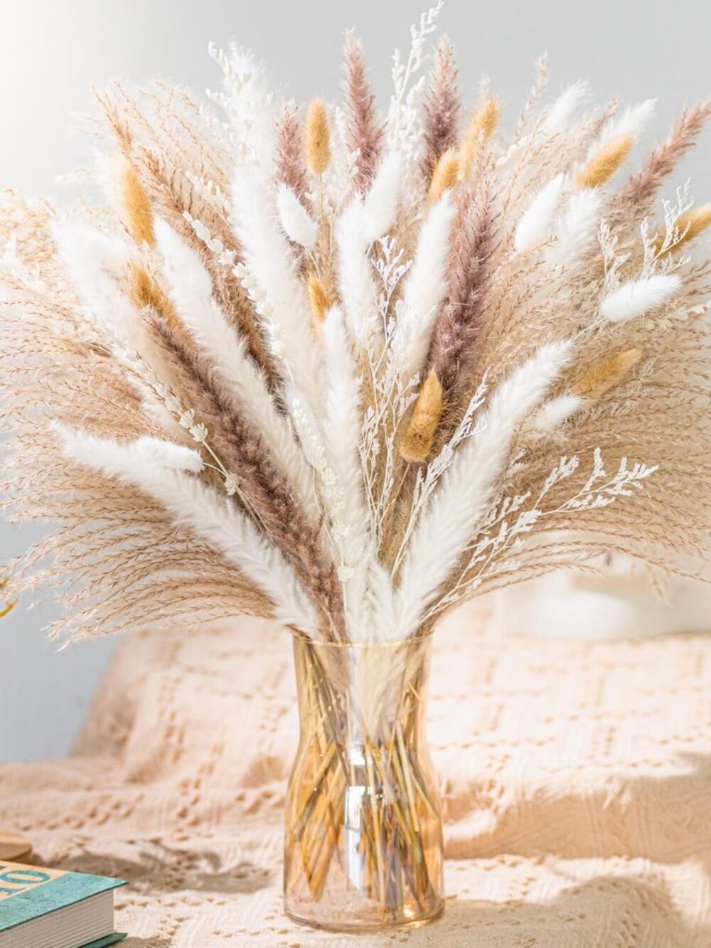 Natural Pampas Grass 8kind Grass Mix Bouquet | Dried Pampas Bouquet for Wedding
